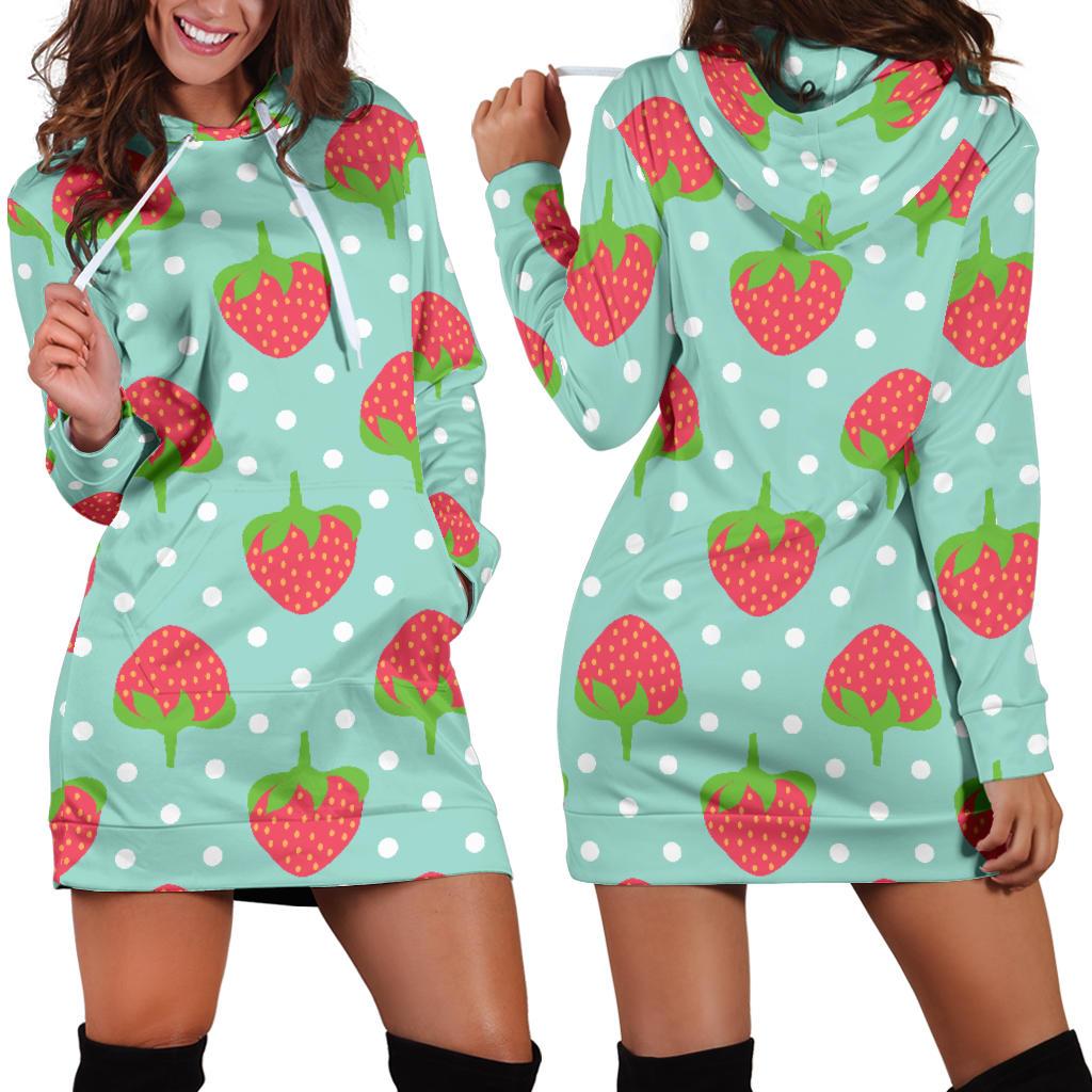 Strawberry Pattern Print Design SB06 Women Hoodie Dress