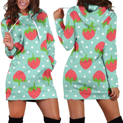 Strawberry Pattern Print Design SB06 Women Hoodie Dress