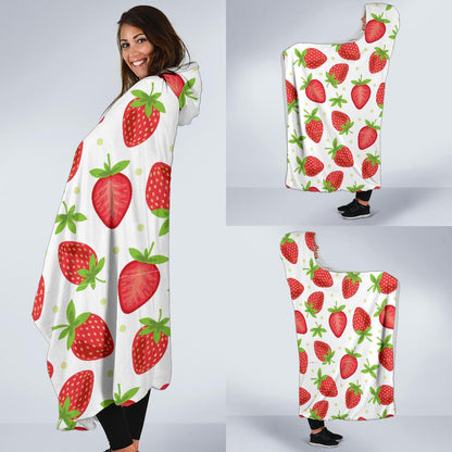 Strawberry Pattern Print Design SB07 Hooded Blanket-JORJUNE.COM