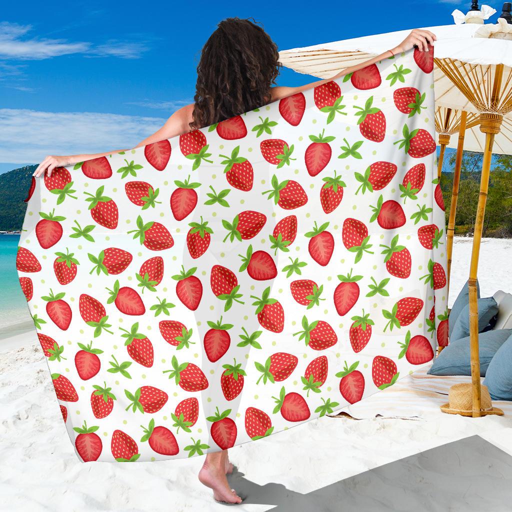 Strawberry Pattern Print Design SB07 Sarong Pareo Wrap-JORJUNE.COM
