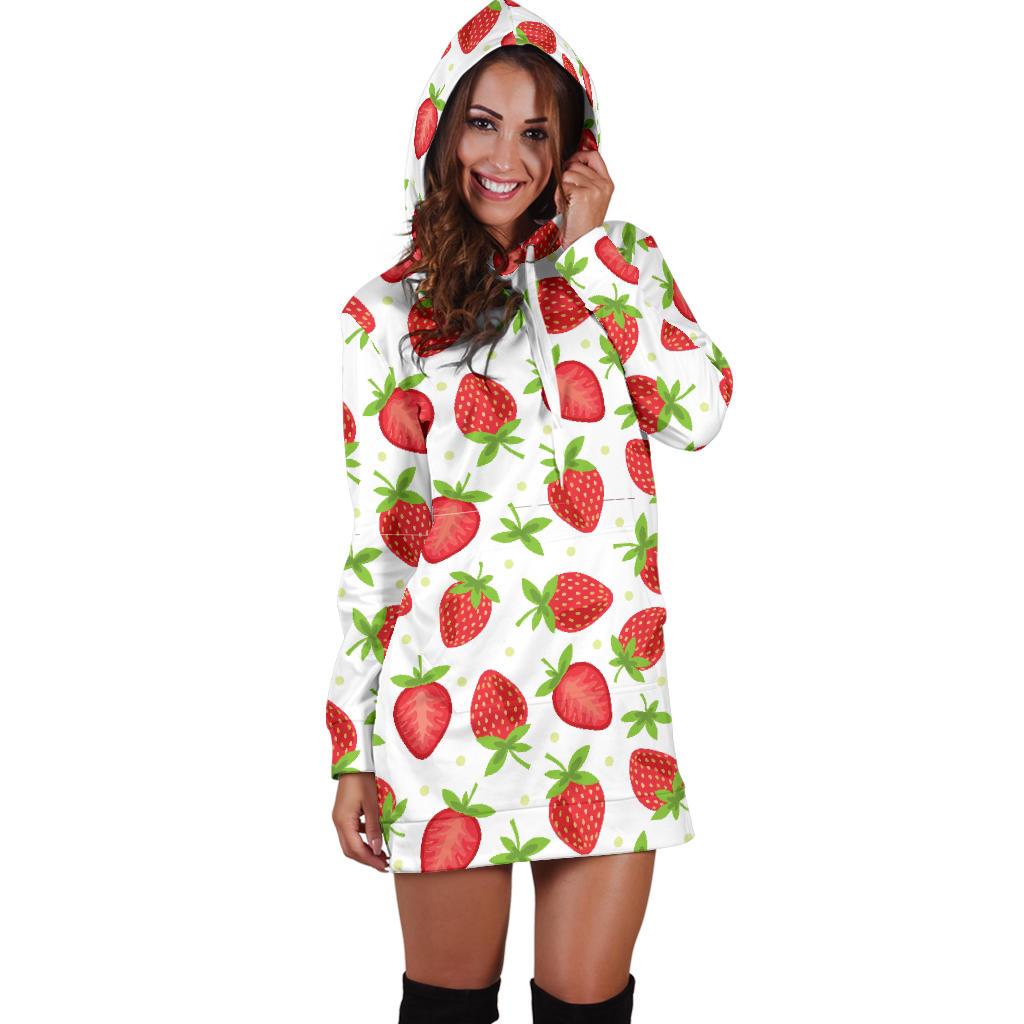 Strawberry Pattern Print Design SB07 Women Hoodie Dress