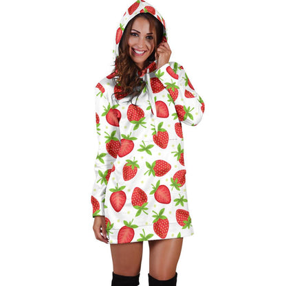 Strawberry Pattern Print Design SB07 Women Hoodie Dress