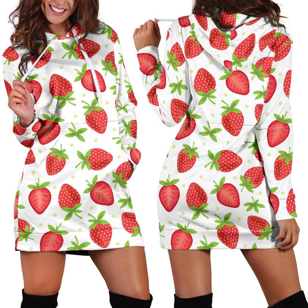 Strawberry Pattern Print Design SB07 Women Hoodie Dress