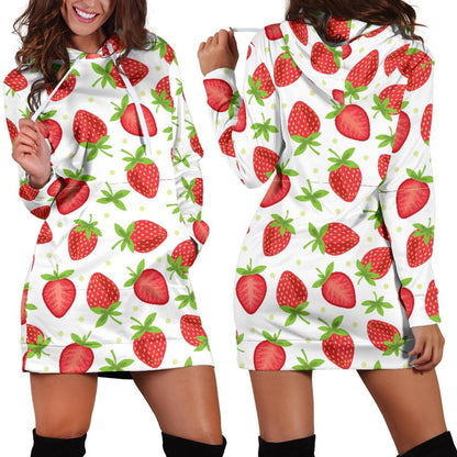 Strawberry Pattern Print Design SB07 Women Hoodie Dress