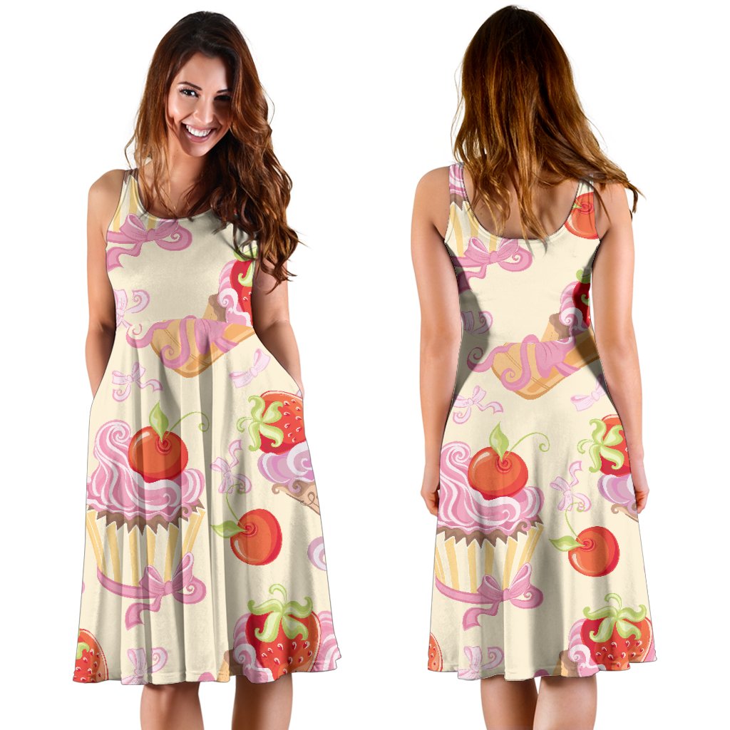 Strawberry Pink Cup Cake Sleeveless Mini Dress