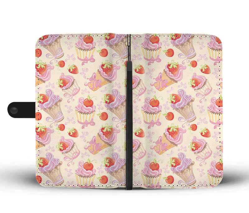 Strawberry Pink Cup Cake Wallet Phone Case