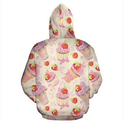 Strawberry Pink CupCake All Over Print Hoodie