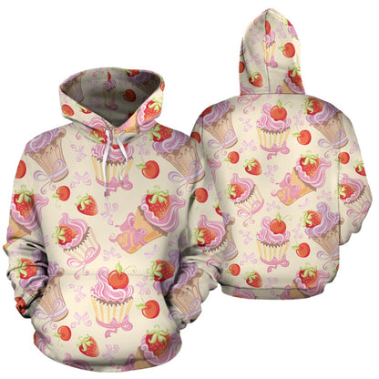 Strawberry Pink CupCake All Over Print Hoodie