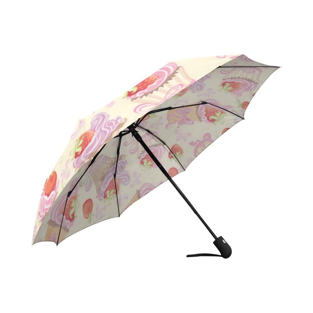 Strawberry Pink CupCake Automatic Foldable Umbrella
