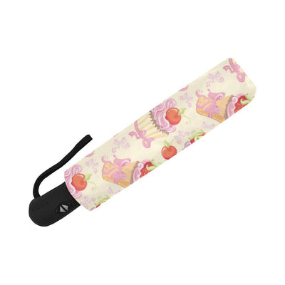 Strawberry Pink CupCake Automatic Foldable Umbrella
