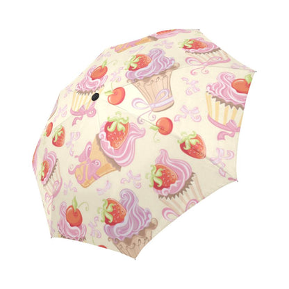 Strawberry Pink CupCake Automatic Foldable Umbrella