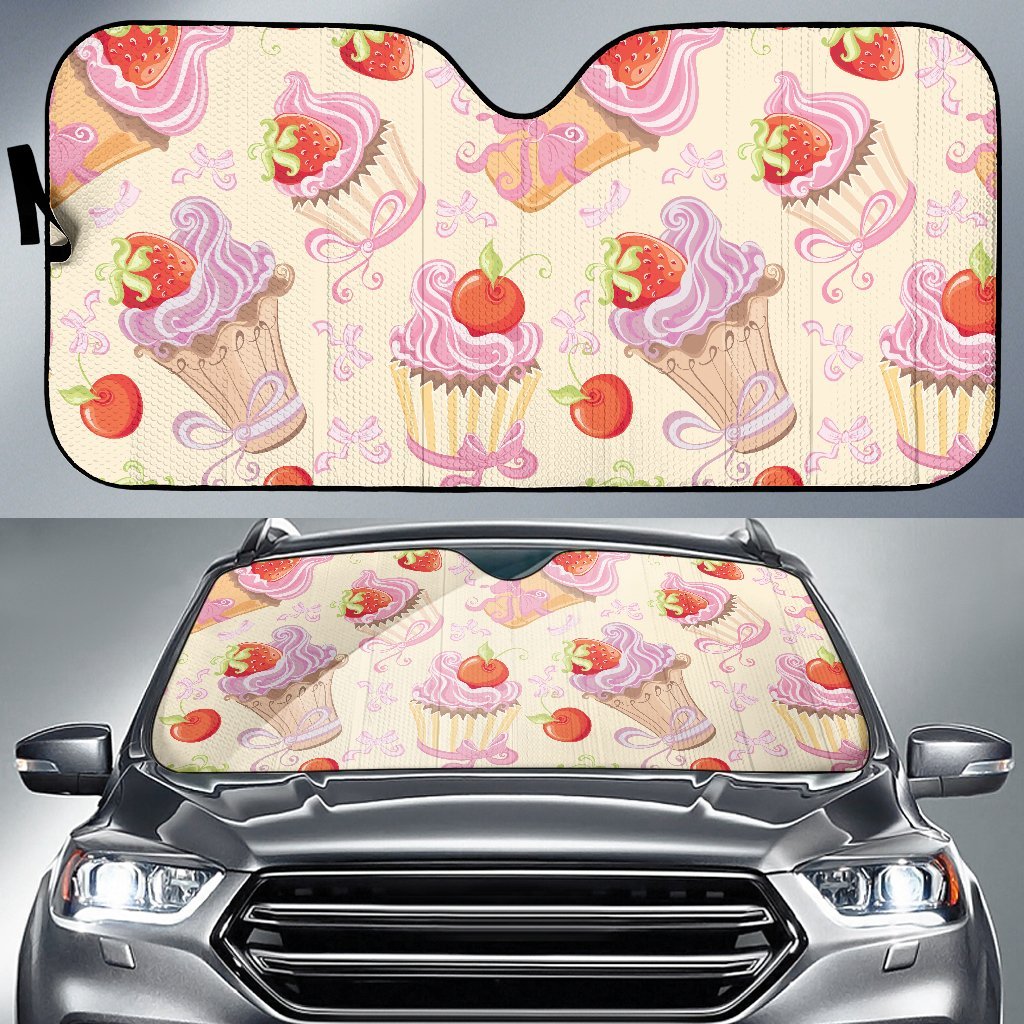 Strawberry Pink CupCake Car Sun Shade-JorJune