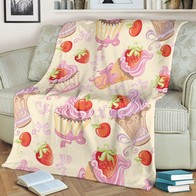 Strawberry Pink CupCake Fleece Blanket