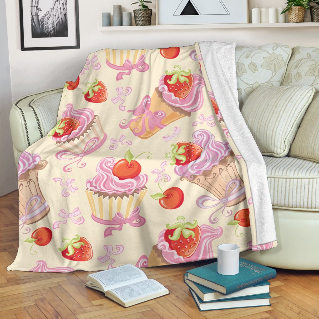 Strawberry Pink CupCake Fleece Blanket