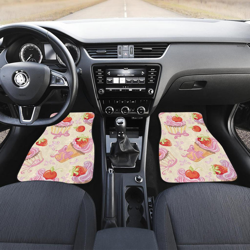 Strawberry Pink CupCake Front and Back Car Floor Mats