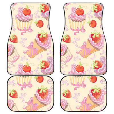 Strawberry Pink CupCake Front and Back Car Floor Mats