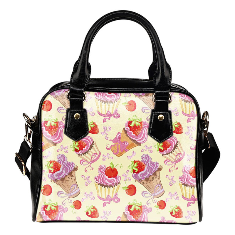 Strawberry Pink CupCake Leather Shoulder Handbag