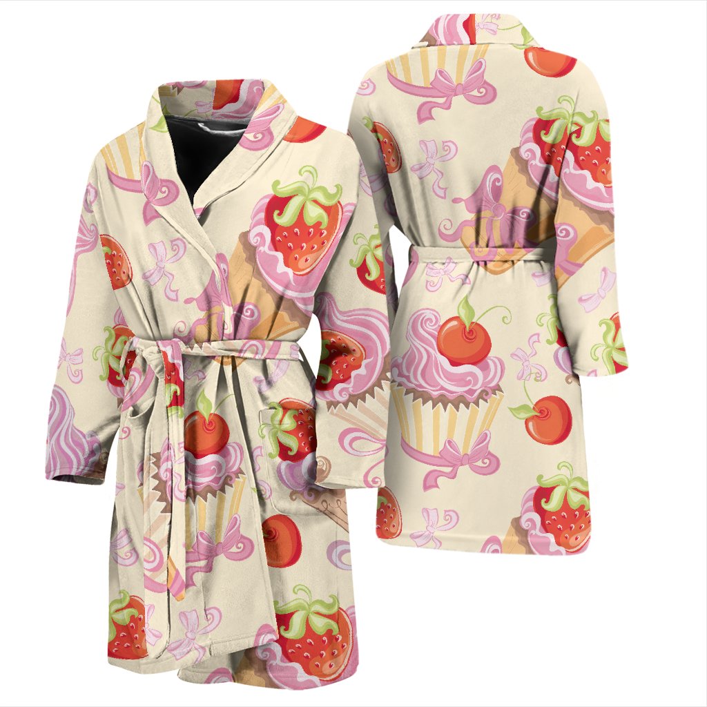 Strawberry Pink CupCake Men Bath Robe