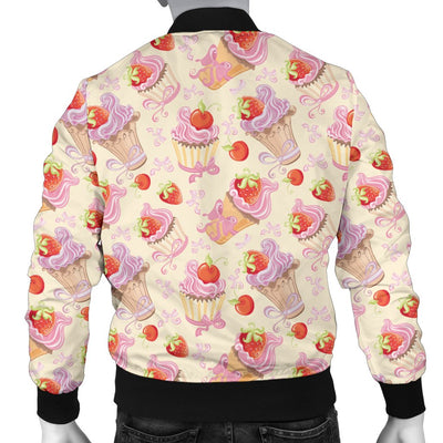 Strawberry Pink CupCake Men Casual Bomber Jacket