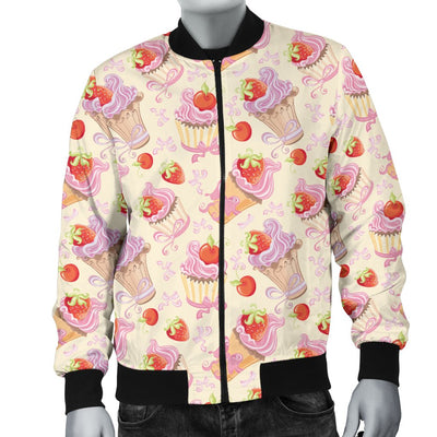 Strawberry Pink CupCake Men Casual Bomber Jacket