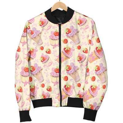 Strawberry Pink CupCake Men Casual Bomber Jacket