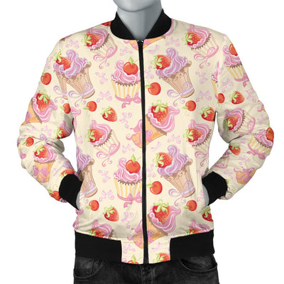 Strawberry Pink CupCake Men Casual Bomber Jacket