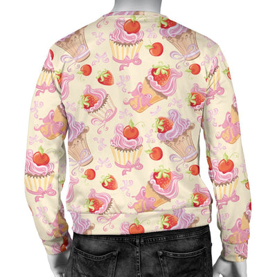 Strawberry Pink CupCake Men Crewneck Sweatshirt