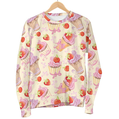 Strawberry Pink CupCake Men Crewneck Sweatshirt