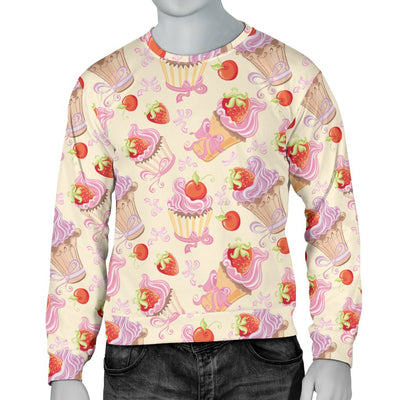 Strawberry Pink CupCake Men Crewneck Sweatshirt