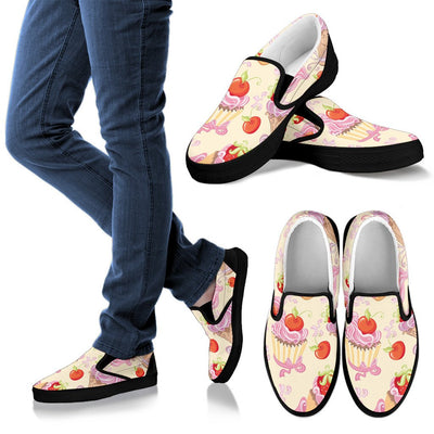 Strawberry Pink CupCake Men Slip On Shoes