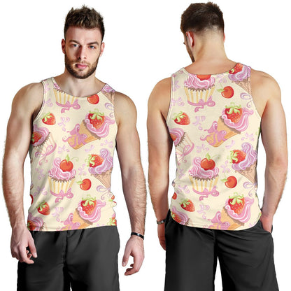 Strawberry Pink CupCake Men Tank Top