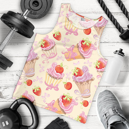 Strawberry Pink CupCake Men Tank Top