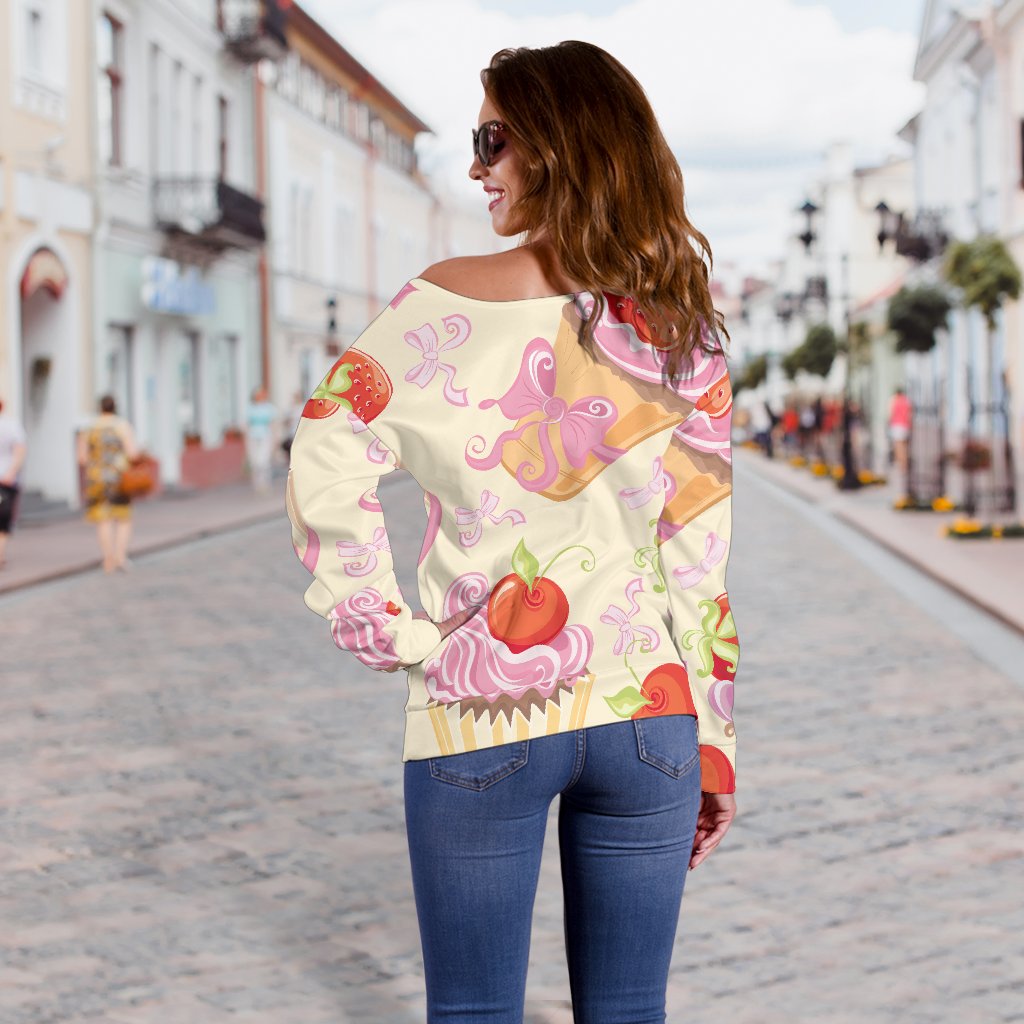 Strawberry Pink CupCake Off Shoulder Sweatshirt
