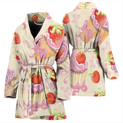 Strawberry Pink CupCake Women Bath Robe