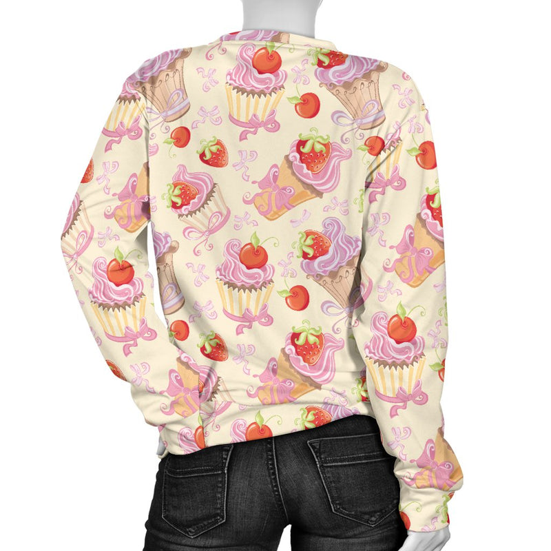 Strawberry Pink CupCake Women Crewneck Sweatshirt