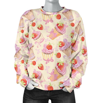 Strawberry Pink CupCake Women Crewneck Sweatshirt