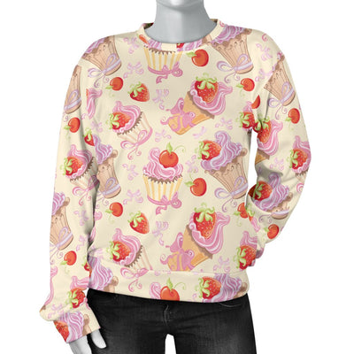 Strawberry Pink CupCake Women Crewneck Sweatshirt