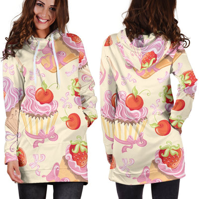 Strawberry Pink CupCake Women Hoodie Dress