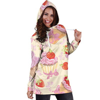 Strawberry Pink CupCake Women Hoodie Dress