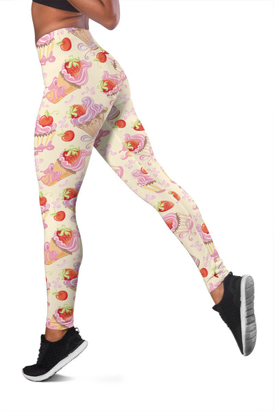 Strawberry Pink CupCake Women Leggings