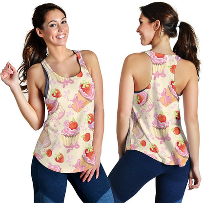 Strawberry Pink CupCake Women Racerback Tank Top