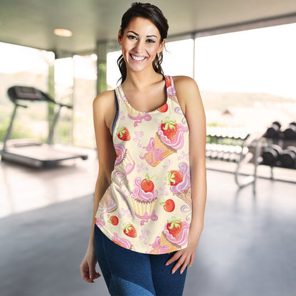 Strawberry Pink CupCake Women Racerback Tank Top