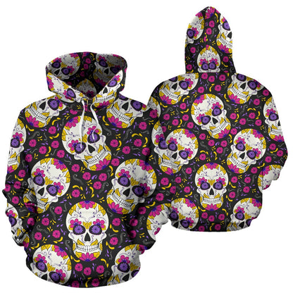sugar skull Floral Pattern All Over Print Hoodie