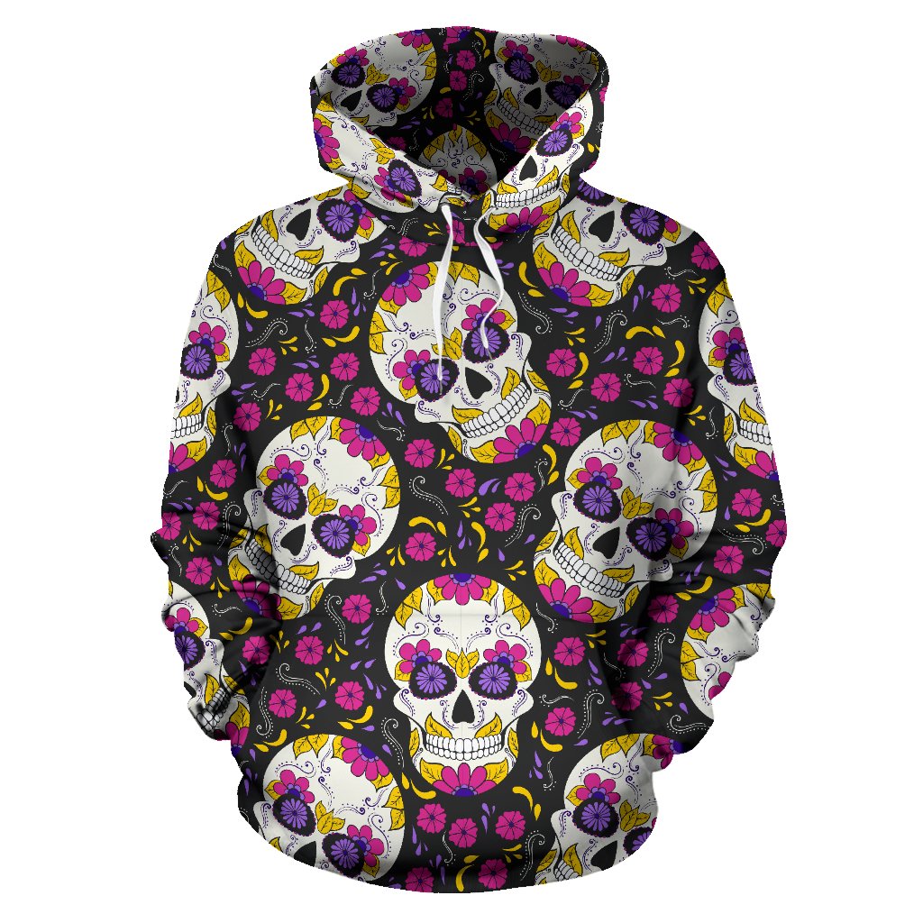 sugar skull Floral Pattern All Over Print Hoodie