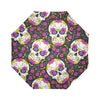 sugar skull Floral Pattern Automatic Foldable Umbrella