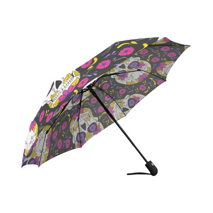sugar skull Floral Pattern Automatic Foldable Umbrella