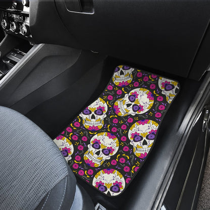 sugar skull Floral Pattern Car Floor Mats