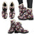 Sugar Skull Floral Pattern Faux Fur Leather Boots