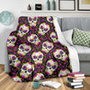 Sugar Skull Floral Pattern Fleece Blanket