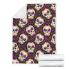 Sugar Skull Floral Pattern Fleece Blanket